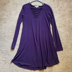 Medium long sleeve purple dress